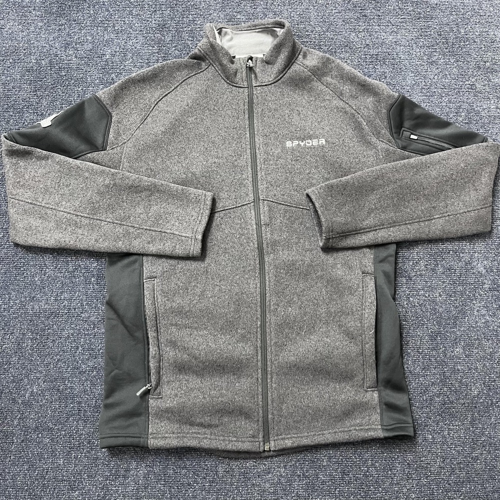 Spyder Jacket Mens Medium Gray‎ Full Zip Fleece Softshell Panels Hiking Outdoor